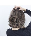 外国人風ハイライトバレイヤージュ白髪ぼかし グレージュ