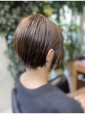 丸みショート+透明感ベージュ