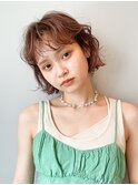 似合わせ小顔ボブ×ベージュカラー デザインカラー