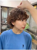 パーマ/ショートウルフ/くるくるパーマ/ウルフパーマ/ベージュ