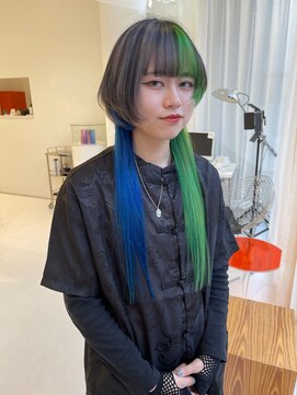 ハイブ 金沢(Hive) ブリーチハイトーンロングレイヤーマッシュウルフ個性派カラー