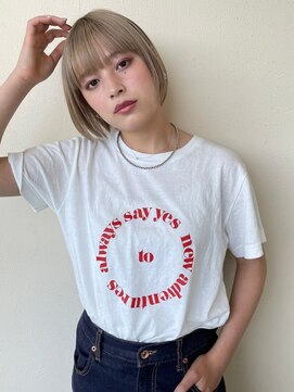 トゥーリ 春日店(tuuli) tuuli☆30代40代ペールベージュ切りっぱなしボブ 145