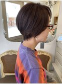 襟足短め後頭部の形を綺麗に見せるカット白髪染め艶ブラウン