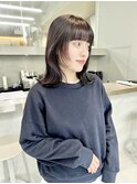 顔まわりレイヤー/くびれボブ/ミディアムボブ