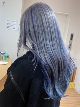 アイウィル(Ai WilL) シルバー　ブルー　インナーカラー　ロングレイヤー