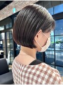 20代30代ミニボブココアブラウン小顔美肌ストレート丸み