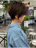 ハイライト白髪ぼかしダブルカラーインナーカラーショートボブ