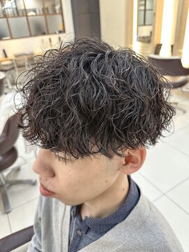 メンズカット波巻きパーマツイスパシャドウフェザー
