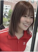 ◎小顔前髪レイヤー鎖骨ミディアムグレージュ