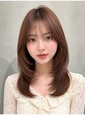 盛れる韓国風顔まわりレイヤー×艶ベージュ
