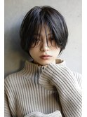 大人可愛い20代30代40代黒髪前下がりショートボブ丸みショート◎