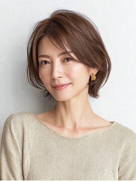 ハーツ 青山表参道店(Heart's) 白髪ぼかし脱白髪染め似合わせショートボブ40代50代60代