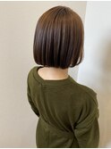丸みボブのオレンジベージュカラー