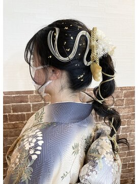 カットハウス はさみの部屋 編みおろし/水引き/紐/ポニー/金箔アレンジ