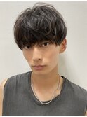好感メンズカットエアリーマッシュパーマアッシュブラック