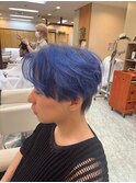 韓国メンズヘア　メンズブリーチ　ブルーカラー　ネイビーカラー
