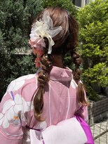 バサラ 大阪梅田店(VASARA)&nbsp;浴衣ヘア　ロング　ツインアレンジ　編み下ろし　大阪へアメ