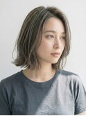 暗めカラー/外はねボブ/ダークアッシュ/ダークグレー/くびれヘア