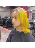 ルーツカラー×レモンイエロー×レイヤーカット