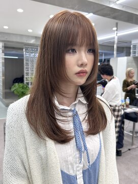 サンクプロジェクト(cinq PROJECT) ミルクティーベージュダブルカラー韓国風レイヤーウルフ