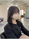 セミロング×透明感グレージュ