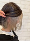 切りっぱなしボブ/インナーカラー/ホワイトベージュ