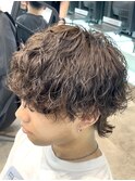 渋谷波巻きスパイラルパーマシャドウパーマメンズボブウルフ