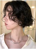 大人ボブパーマ/ウェーブヘア/イメチェン/クセ毛風パーマ
