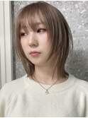 渋谷ケアブリーチ顔周りレイヤーカットミルクティーベージュ◆