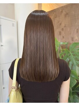 零秒女髪 千里丘店 上質な艶髪まとまりセミロングヘアカラー髪質改善美髪艶感