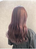 小顔セミウェットウェーブピンクベージュハイライトカラー