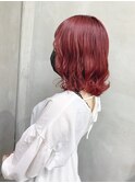 切りっぱなしボブ×チェリーレッド
