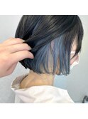 ☆水色カラー、ブルーブラック、インナーカラー、ボブヘアー☆