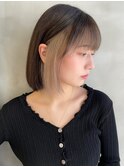 ダークアッシュ/ミディアムレイヤーカット［髪質改善/縮毛矯正］