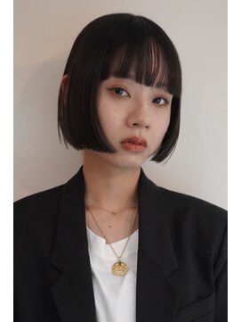 テクネ 天神大名(techne) 天神大名顔周りレイヤーカットミディアムボブタッセルボブパーマ