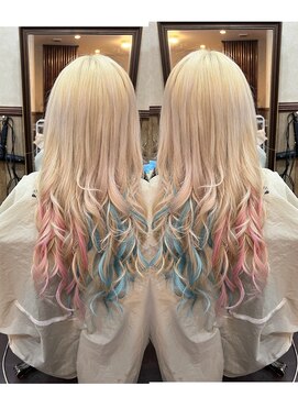 ディー エメ(D-aimer-) 【個性派】インナーエクステ×スカイブルー×薄ピンク