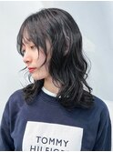 ロングミディアム顔周りレイヤー韓国ヘア_ba540662