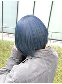 ブルーカラー/ショートボブ/レイヤーボブ/ハイトーンショート