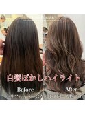 大人可愛いハイライト白髪ぼかしカラー◎50代60代◎