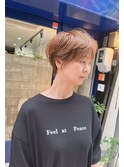 大人可愛い小顔ショート/2wayバング/透明感アッシュベージュ