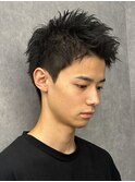 アップバング短髪ツイストスパイラルブリーチパーマツイスパ