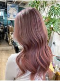 【LoA】ダブルカラーラベンダーピンクベージュブリーチ縮毛