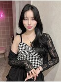 シースルーバング&韓国風ハイレイヤー×暗髪ブルーブラック☆