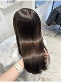 ストレートパーマ縮毛矯正ダークパープル夏ミルクブラウン[用賀]