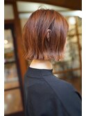 【e's中目黒美容室】秋冬テラコッタブラウン×大人ミニボブ