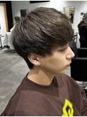 メンズショートマッシュブリーチカラーミルクティーダブルカラー
