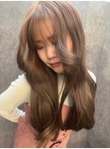 ブリーチなしダブルカラー透明感ピンクベージュ