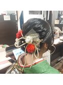 ボリューム編み込みアップ 和装卒業式成人式セット