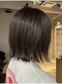 レディースミディアムボブ外ハネショコラブラウンカラー