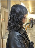 似合わせカットパーマミディアムレイヤーカットダークアッシュ